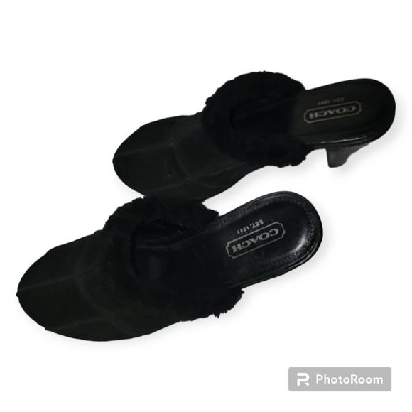 Coach Black High Heel Suede Mule Soze 9.5 - Picture 4 of 7
